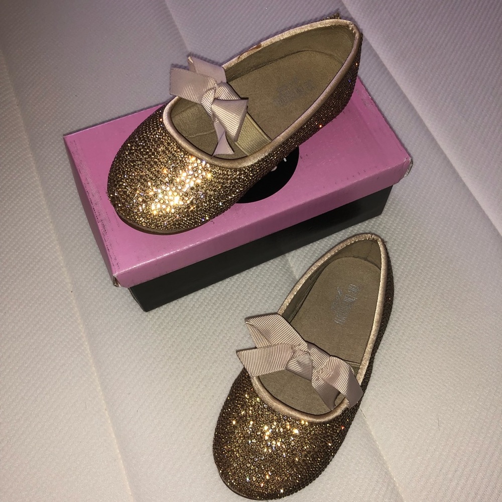 Gold Sparkle Flats - Toddler Girl